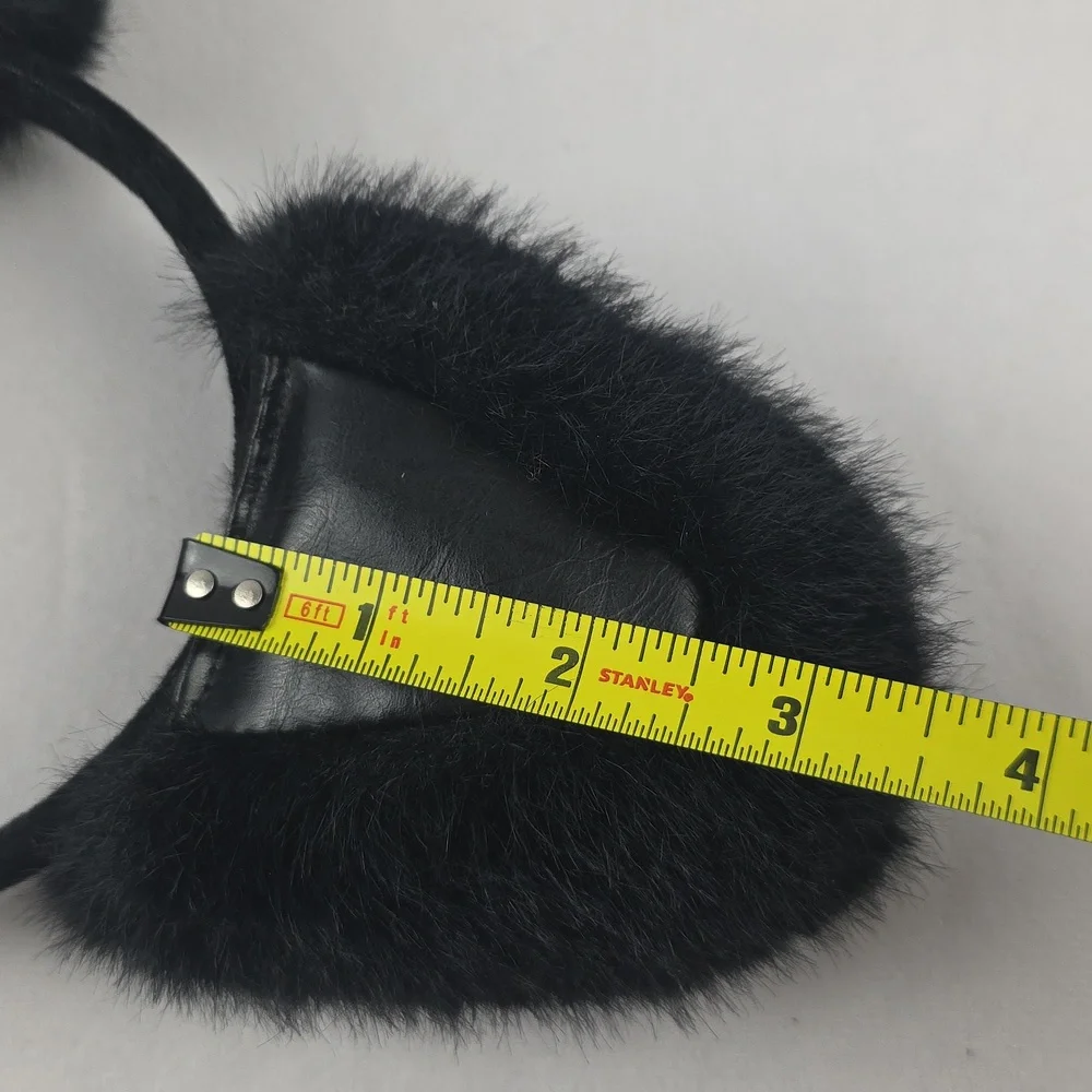 NWOT Black Fur And Leather‎ Cat Ear Headband Cosplay